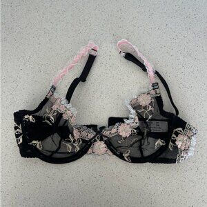 black lace floral bra
